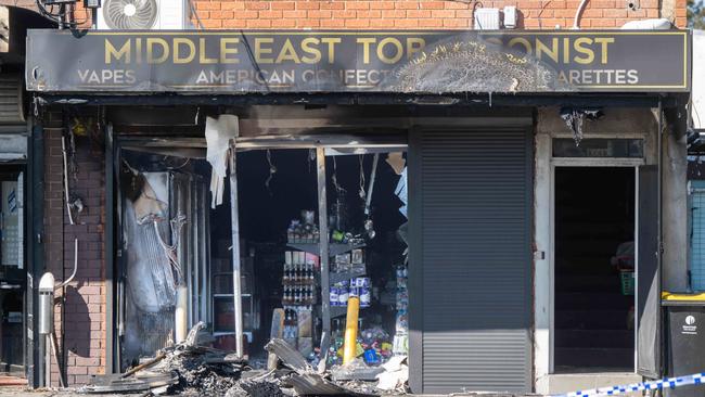 Many tobacconists have been firebombed since Victoria’s illegal tobacco wars broke out. Picture: Tony Gough