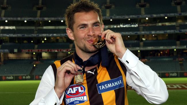 Luke Hodge with his Norm Smith Medal after the 2008 Grand Final.