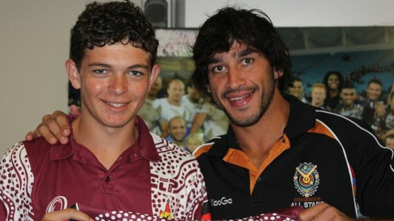 Ash Taylor was presented his Queensland Murri under-16s jersey by his idol Johnathan Thurston.