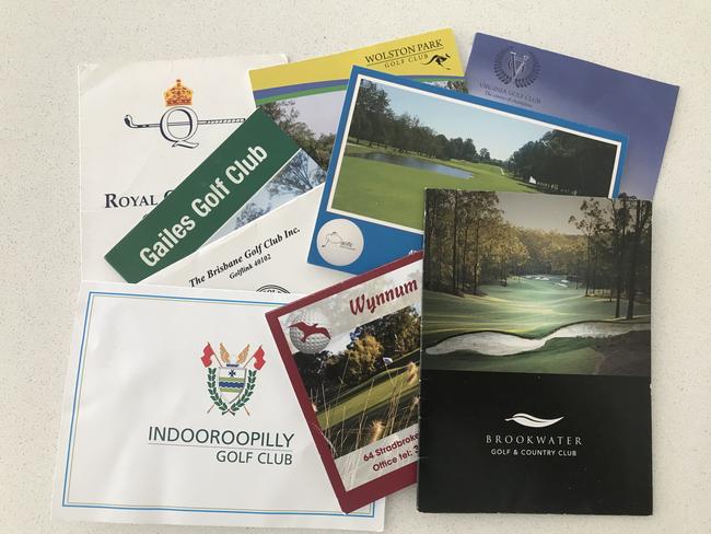 Golf cvards from some of Brisbane's best courses.