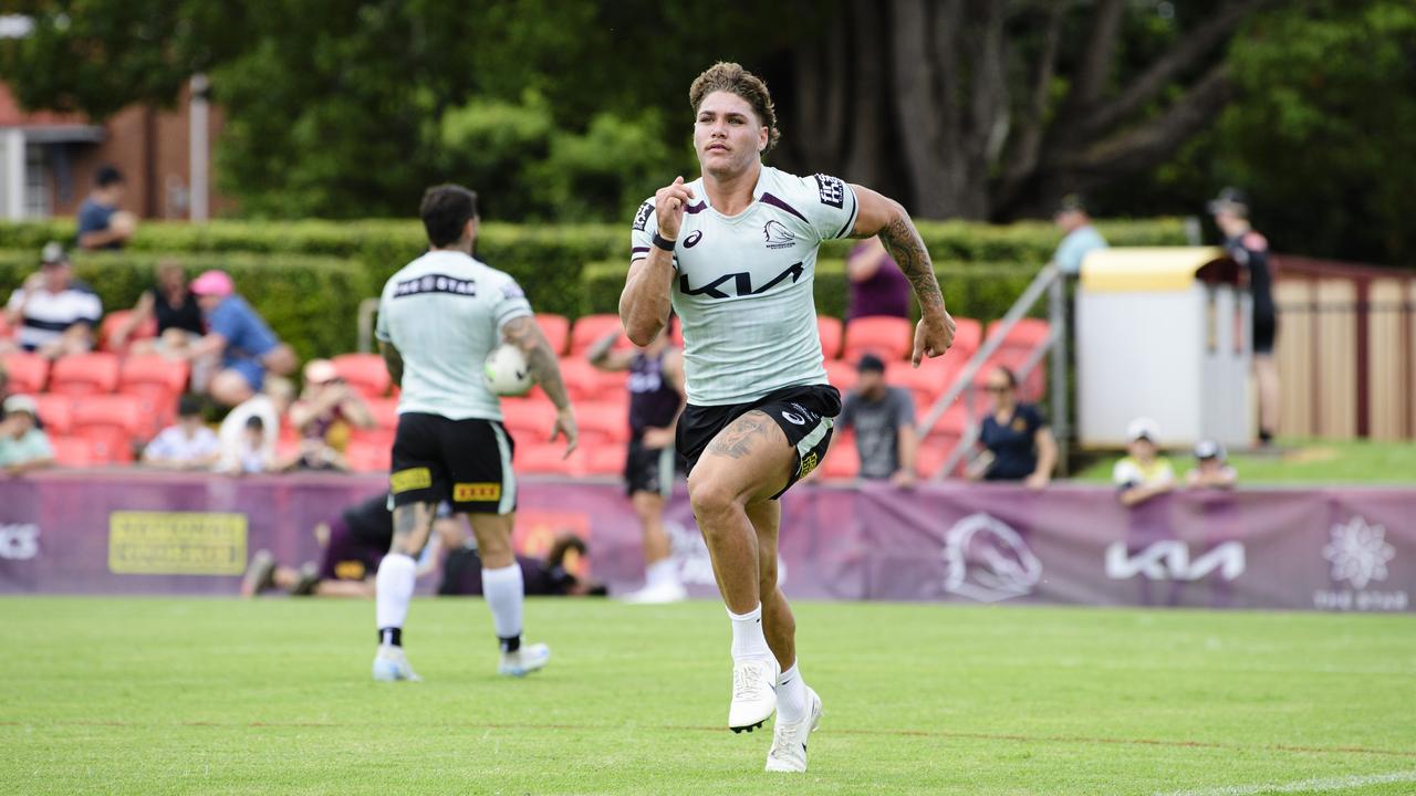 Reece Walsh at the Brisbane Broncos Captain's Run and Toowoomba Fan Day at Toowoomba Sports Ground, Saturday, February 15, 2025. Picture: Kevin Farmer