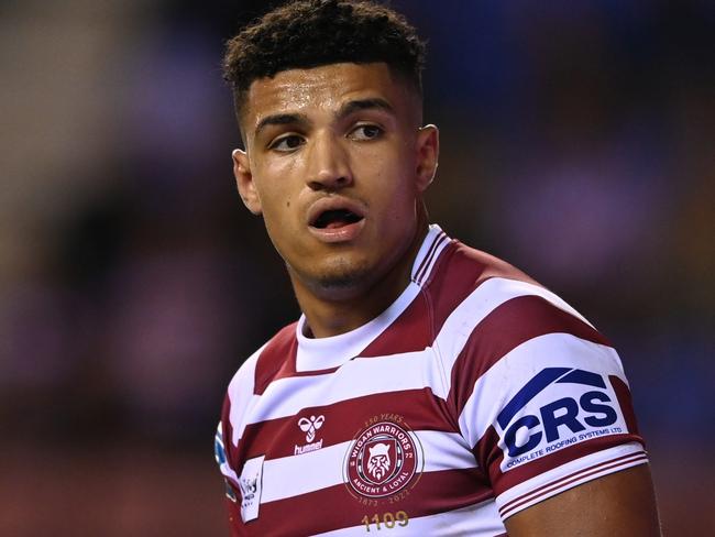 Kai Pearce-Paul playing for Wigan in the UK. Picture: Copley/Getty Images