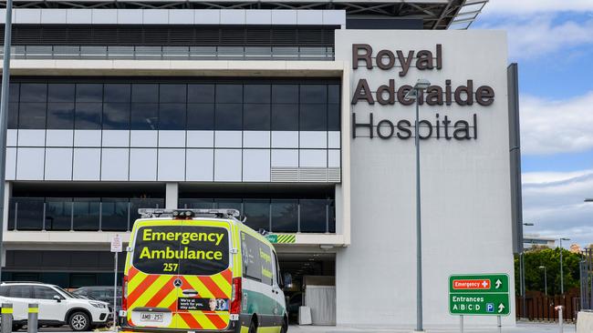 Ambulances entering the Royal Adelaide Hospital. Picture: NCA NewsWire/Brenton Edwards