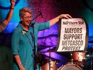 Lismore Mayor Jenny Dowell at the No Gas Rig Gig in 2013. Picture: Contributed Jimmy Malecki