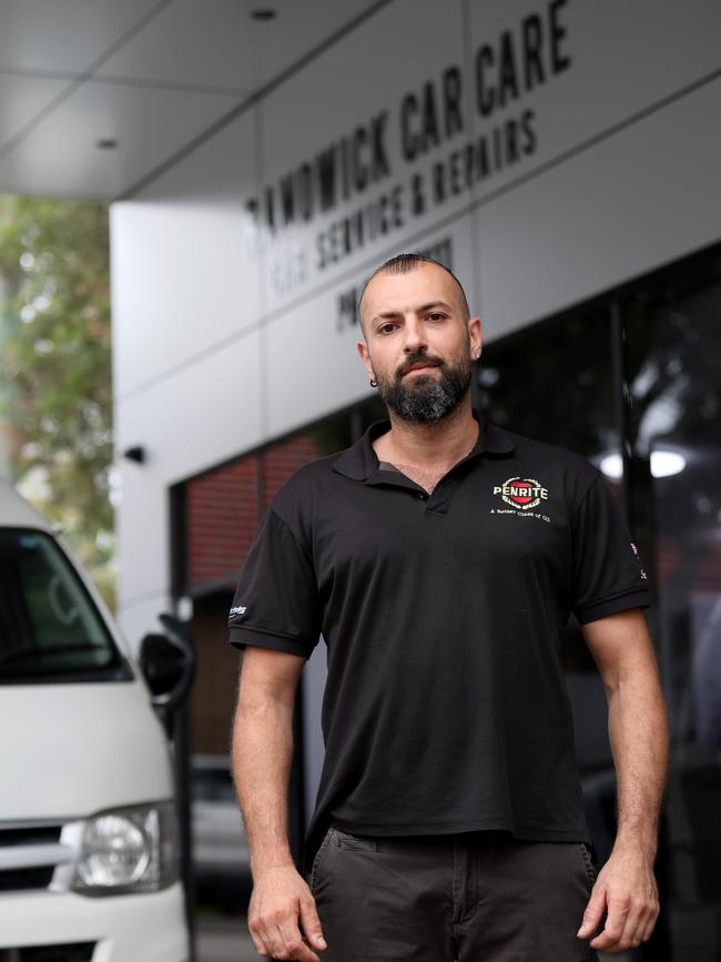 Bill G from Randwick Car Care Service and Repairs was one of the men who detained the alleged attacker until police arrived. Picture: NCA NewsWire / Damian Shaw