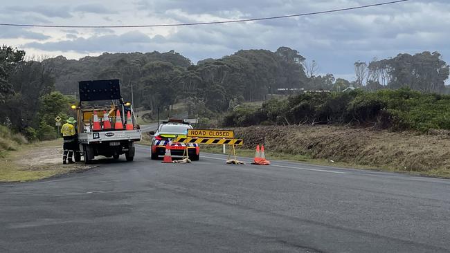 Road closed into Barraga Bay on Wednesday October 4 2023. Picture: Tom McGann