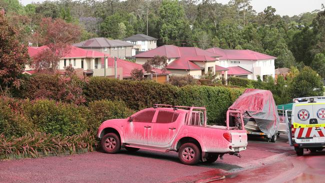 Fire retardant was dropped from a plane to save homes at Turrumurra. Picture: John Grainger