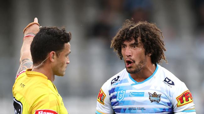 Referee Henry Perenara sent Proctor sent from the field after he the bunker reviewed footage of the incident. Picture: Phil Hillyard.