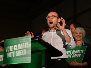 BRISBANE, AUSTRALIA - MAY 16: Greens leader Adam Bandt speaks during the Greens national campaign launch at Black Hops Brewery on May 16, 2022 in Brisbane, Australia. The Australian federal election will be held on Saturday 21 May, 2022. (Photo by Dan Peled/Getty Images)