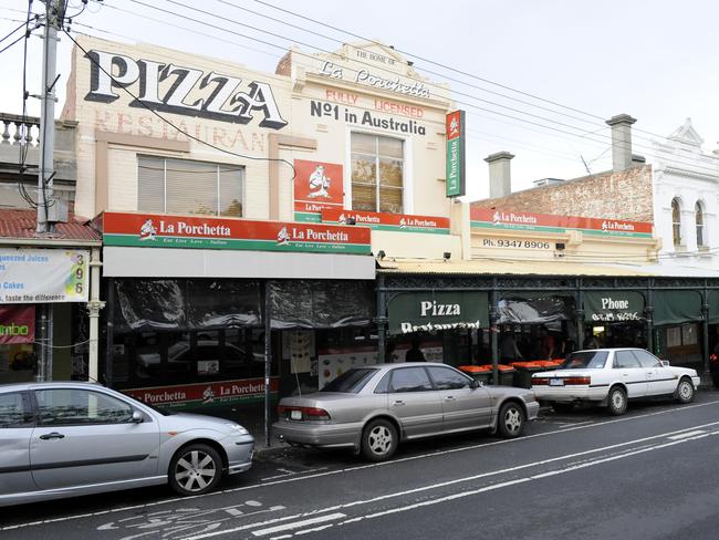 The first La Porchetta chain restaurant was opened here in Rathdowne Street, Carlton. Rocco 'Rocky' Pantaleo, who started the chain, has been killed in a motorbike accident.