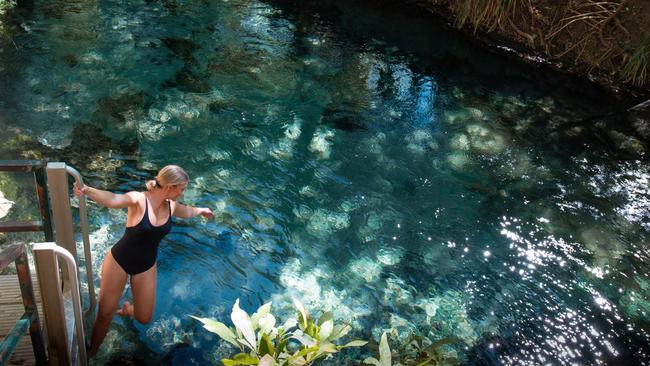 A tourist at Katherine Hot Springs. Picture: Katherine Visitor Information Centre