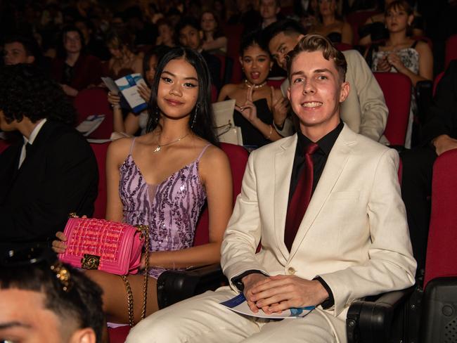 Micah Maya and Shannon Newman-Cooper at the Year 12 School formals of Darwin High School at Darwin Convention Centre, Darwin. Picture: Pema Tamang Pakhrin.
