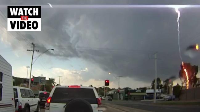 Lightning strike in Albert Street, Rockhampton