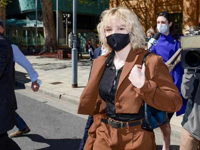 They all appeared in the Adelaide Magistrates Court where they admitted to the crime. Hurt is pictured leaving court. Picture: NCA NewsWire /Brenton Edwards