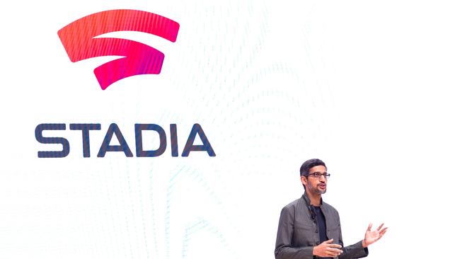 Google CEO Sundar Pichai speaks on-stage during the annual Game Developers Conference at Moscone Center in San Francisco, California on March 19, 2019. - Google set out to disrupt the world of video games with a Stadia platform aimed at putting its massive data center power in game maker's hands and letting people play blockbuster titles from any device they wish. (Photo by Josh Edelson / AFP)