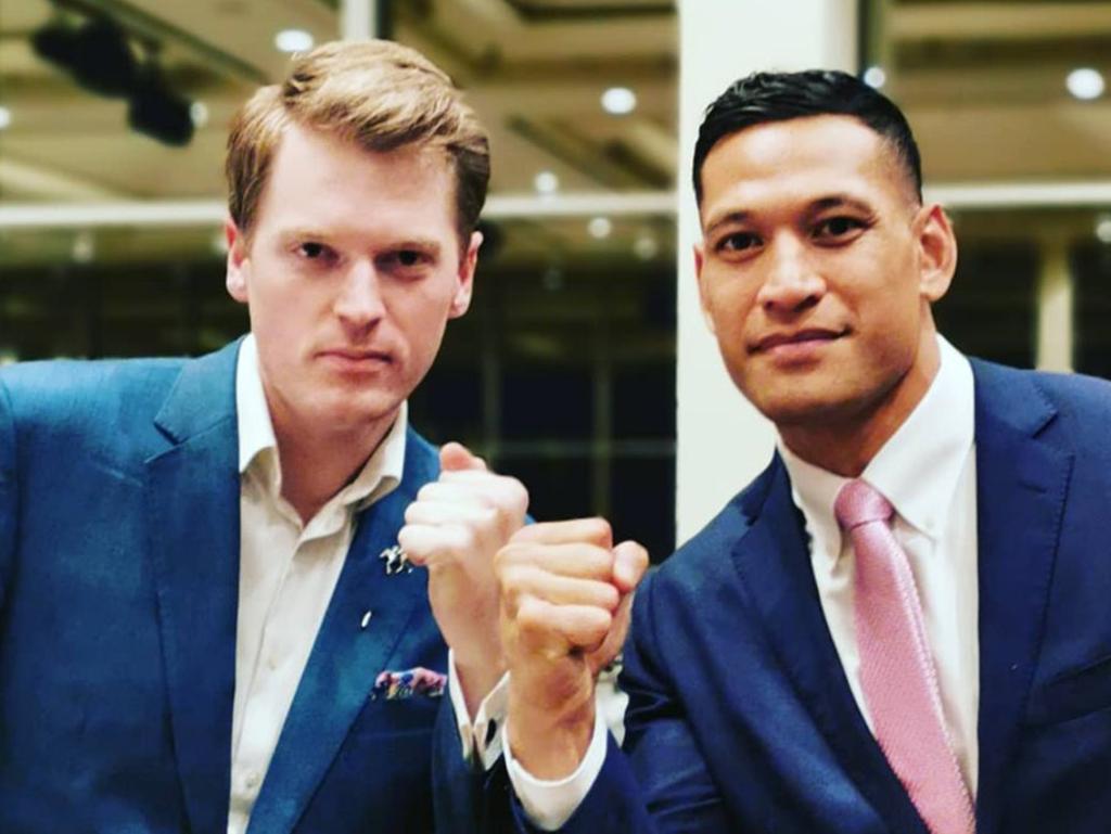 Israel Folau with Australian Christian Lobby managing director Martyn Iles. Picture: Facebook