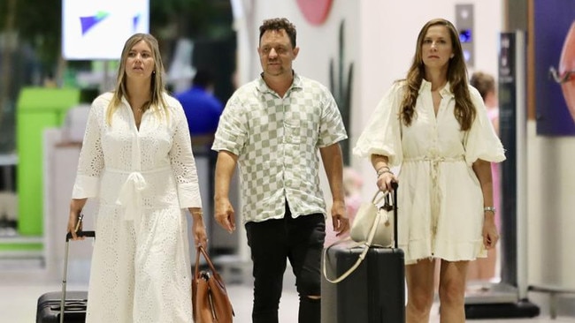 Brittany Higgins and her fiance David Sharaz depart Brisbane international Airport bound for France. They were farewelled by her parents at the business class gate.