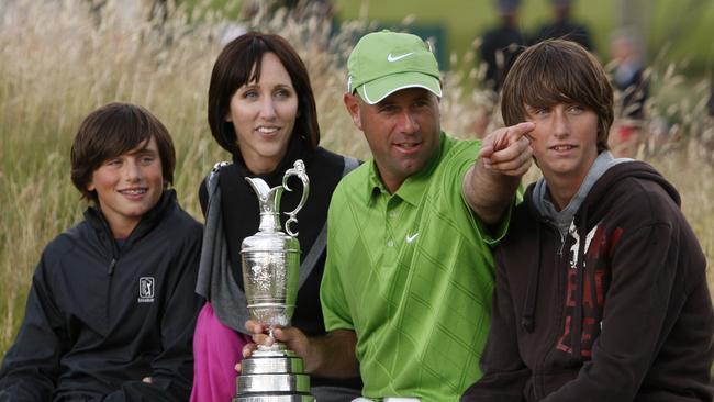 Stewart Cink with wife Lisa and children Connor (right) and Reagan (left) after winning the 2009 British Open.