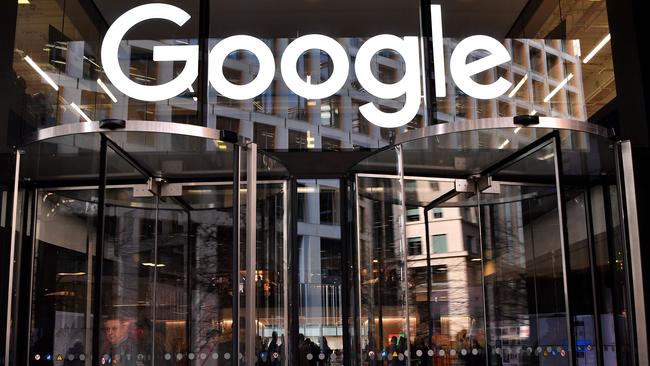 Google’s logo at the entrance to the offices in London. Picture: AFP.