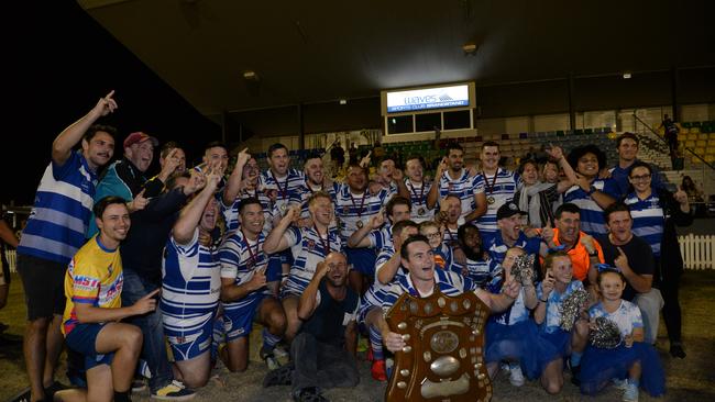 Brothers celebrate winning the Bundaberg Rugby League A-grade grand final title.