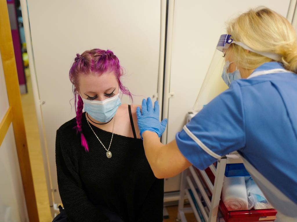 Erin Lilly becomes the first person in Cornwall to receive the COVID-19 vaccine. There are concerns the richer countries will “hoard” the vaccine. Picture: Getty Images