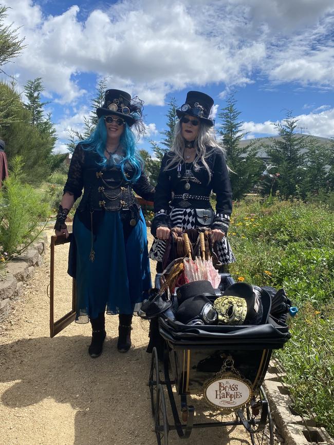 Street Performance group, The Brass Harpies, minus one of their members, who are part of a company called the Steampunk Imaginarium. Picture: Niki Iliagoueva