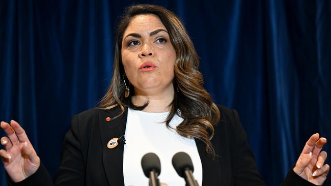 Shadow Minister for Indigenous Australians Jacinta Nampijinpa Price addresses the National Press Club in Canberra on Thursday. Picture: AAP Image/Lukas Coch