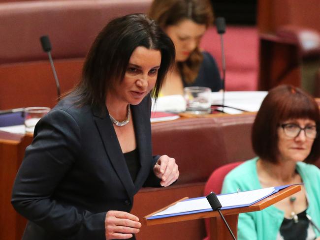 Senator Jacqui Lambie put the pressure on in the Senate. Picture: Ray Strange.