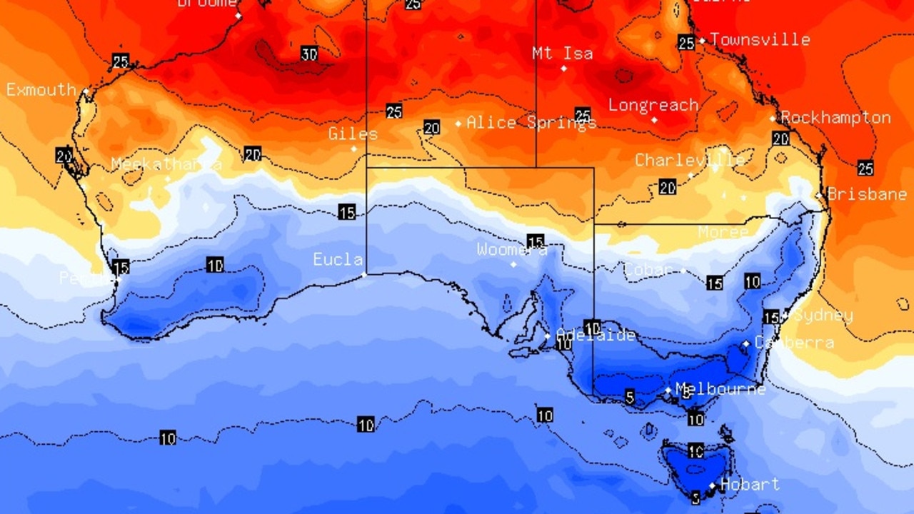 Temperatures across parts of NSW, Victoria, South Australia and Tasmania will plunge from next Monday as a cold outbreak sweeps across the southeast.