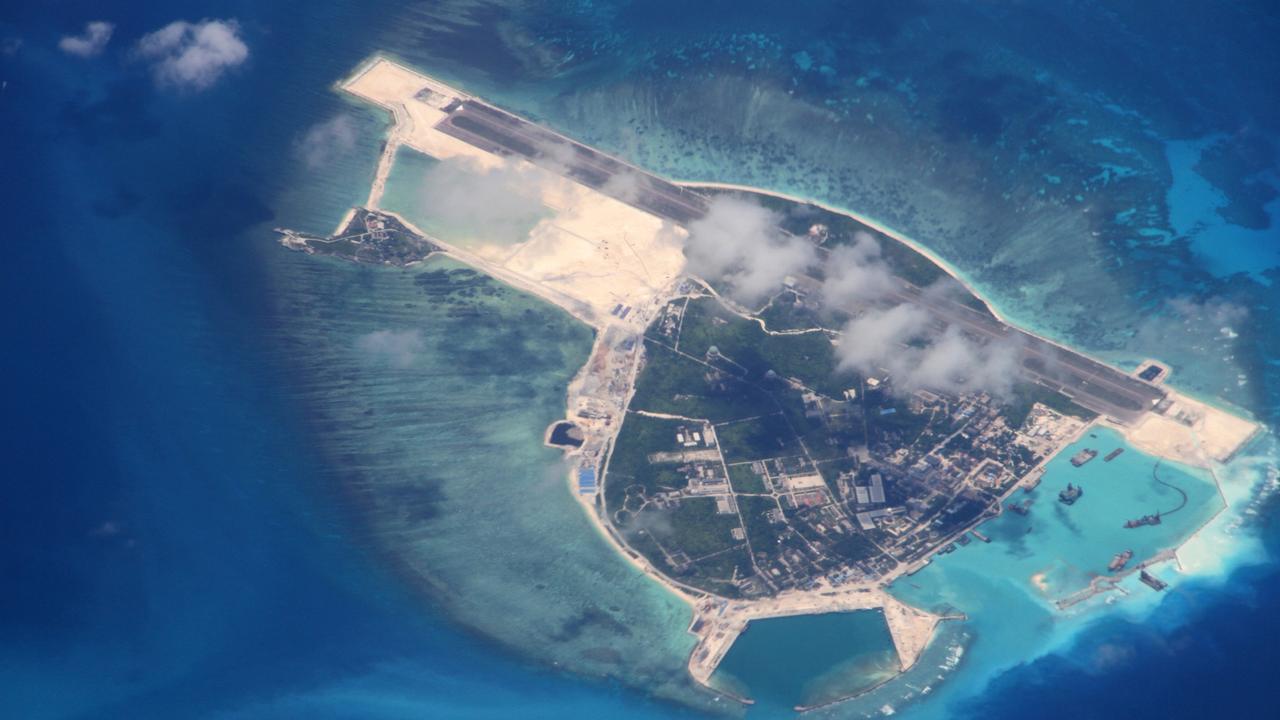 Aerial view of the Yongxing Island also known as Woody Island of Xisha Islands in the South China Sea in 2014.