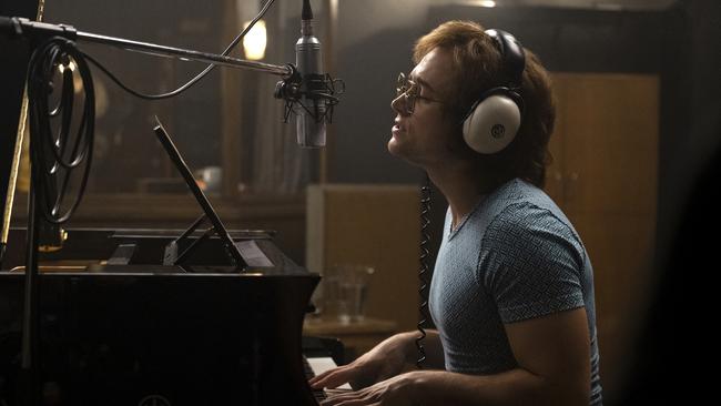 This image released by Paramount Pictures shows Taron Egerton as Elton John in a scene from "Rocketman." (David Appleby/ Paramount Pictures via AP)