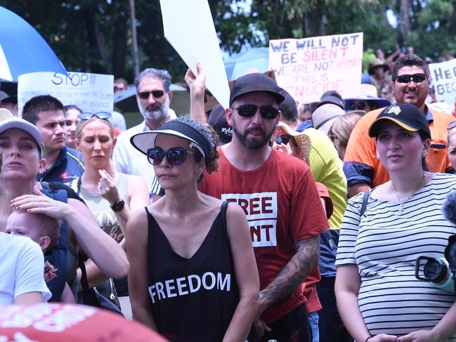 Faces from Darwin's Freedom Rally at Parliament House. Picture: Amanda Parkinson