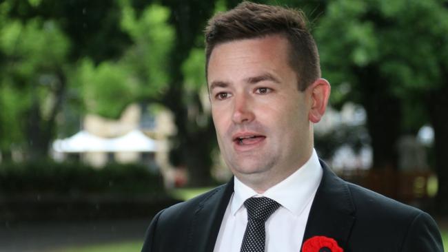 Labor's Dean Winter speaks to the media at Parliament Lawns in Hobart on Friday, November 11, 2022. Picture: Supplied.