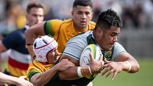 Barbarians Phillip Vaoiva is tackled. Picture: Julian Andrews