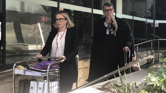 Crown Prosecutor Lee Carr SC and Solicitor DPP Louise Hill leaving Newcastle Court in Brett Hill case. Pic Amy Ziniak