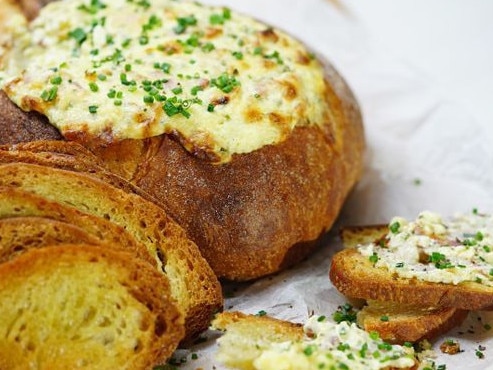 Cheese and bacon cob loaf.