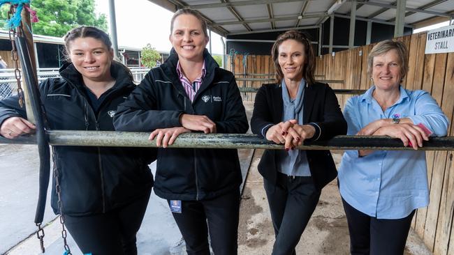 Racing Victoria veterinary services team Paige Cartwright, Edwina Wilkes, Grace Forbes and Helen Benger. Picture: Jay Town