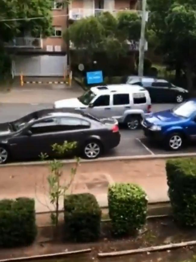 Video grabs show vehicle allegedly driven by Semi Ngata, known as Tongan Sam, friend of John Ibrahim in Merrylands. Picture: Nine