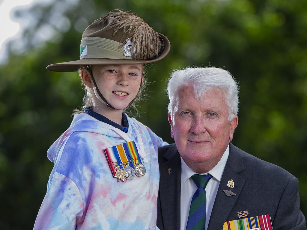 Veteran Phil Lilliebridge, 70, and his granddaughter Jaydah Campbell-Maltman, 10. Picture: Jerad Williams