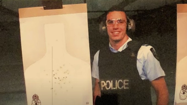 Matthew Thomson in police uniform. Picture: Youtube
