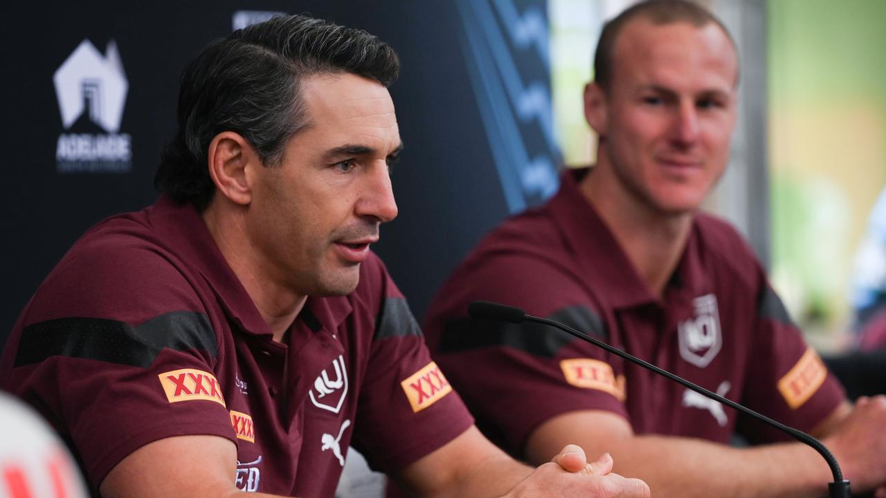 ADELAIDE, AUSTRALIA - NewsWire Photos May 30, 2023: NRL State of Origin joint captain/coach appearance - QLD Maroons coach Billy Slater and captain Daly Cherry-Evans in Rundle Mall. Picture: NCA NewsWire / Naomi Jellicoe