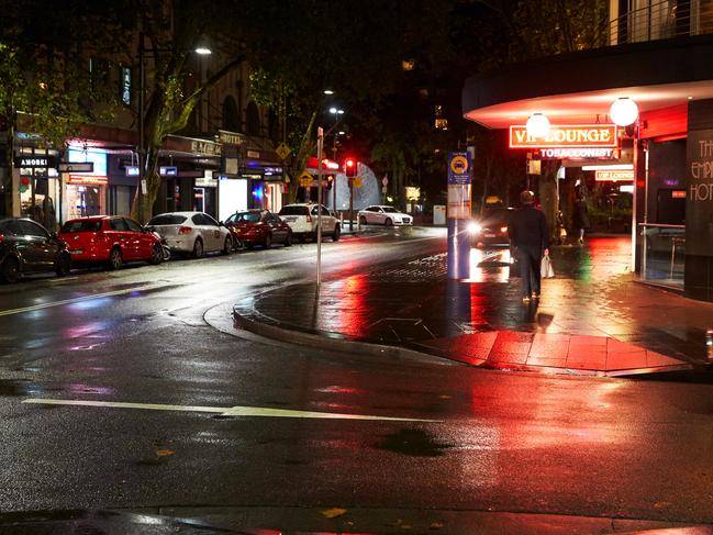 The empty streets of Kings Cross in June this year. The region used to be filled with crowds of people before the lockout laws. Picture: David Swift