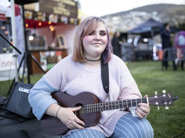 Alex Vermont, from the Huon Valley, at Hobart Twilight Market in Sandy Bay.