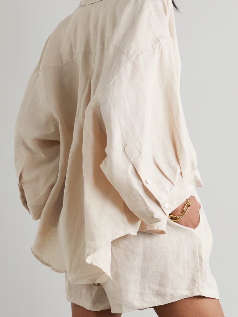 Deiji Studios + NET SUSTAIN The 03 washed-linen shirt and shorts set. Picture: Net-a-Porter.