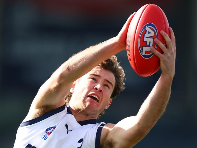 MELBOURNE, AUSTRALIA - JUNE 18: Lachlan Charleson of Vic Country in action during the 2023 AFL National Championships match between Vic Country and South Asutralia at Ikon Park on June 18, 2023 in Melbourne, Australia. (Photo by Graham Denholm/AFL Photos via Getty Images)