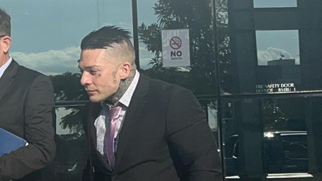 Christos Panagakos (right) leaving the Southport courthouse with defence lawyer Michael Gatenby. Picture: Jessica Paul