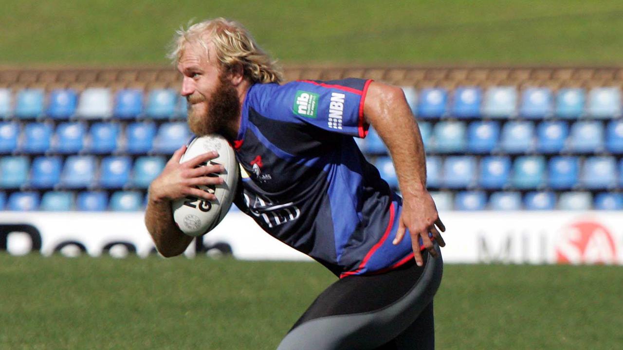 Kirk Reynoldson at a training session when he was with the Newcastle Knights.