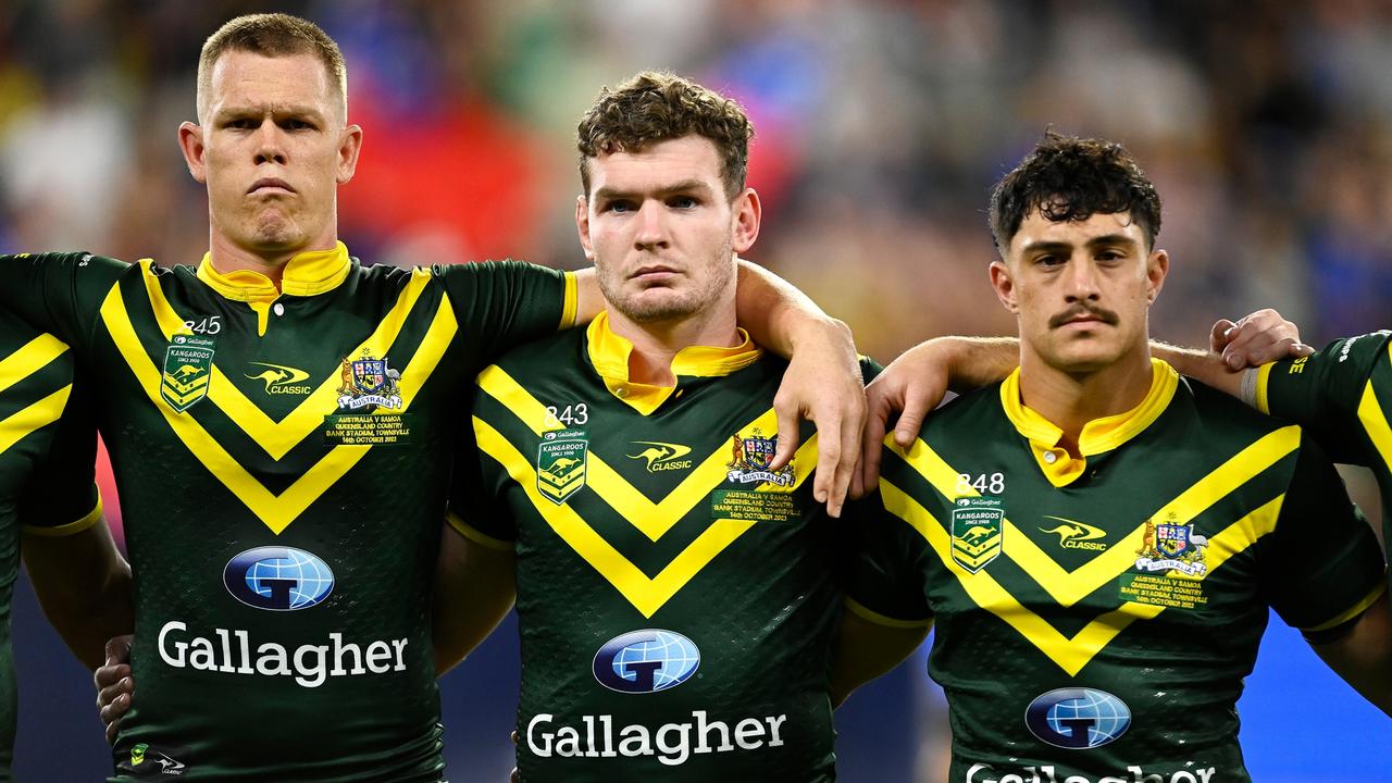 Kotoni Staggs (right) refused to take part in the national anthem. (Photo by Ian Hitchcock/Getty Images)