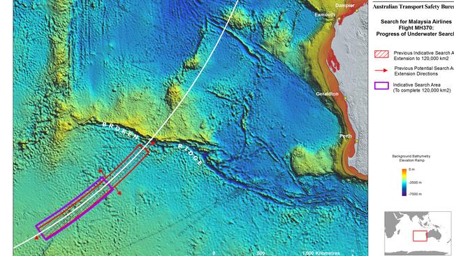 MH370 revised search area following Bayseian analysis