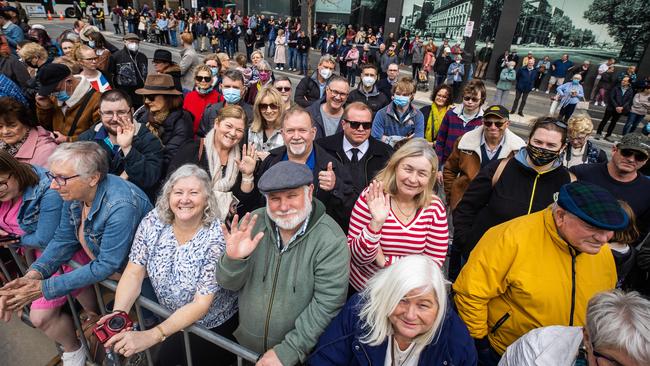 South Australians gathered at Parliament House, North Tce, to witness the Proclamation of the ascension of King Charles III. Picture: Tom Huntley